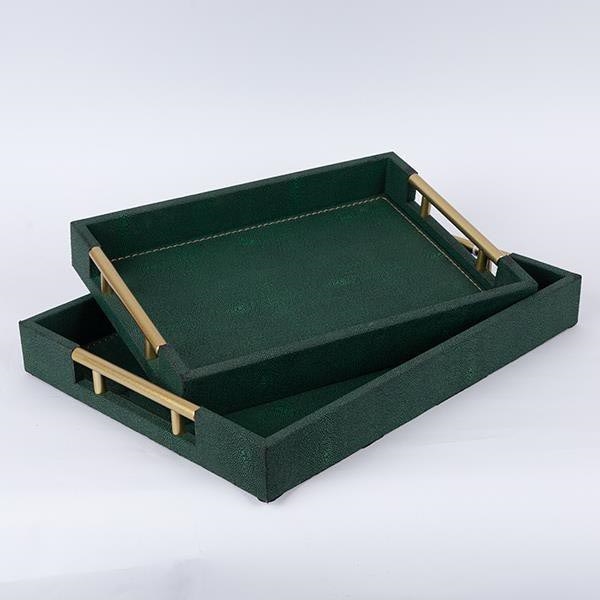 KOMPLEKTAS 2x Dekoratyvinis padėklas 40x30/34x24 cm žalia