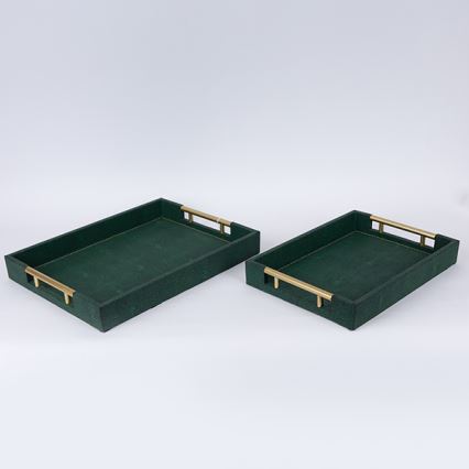 KOMPLEKTAS 2x Dekoratyvinis padėklas 40x30/34x24 cm žalia