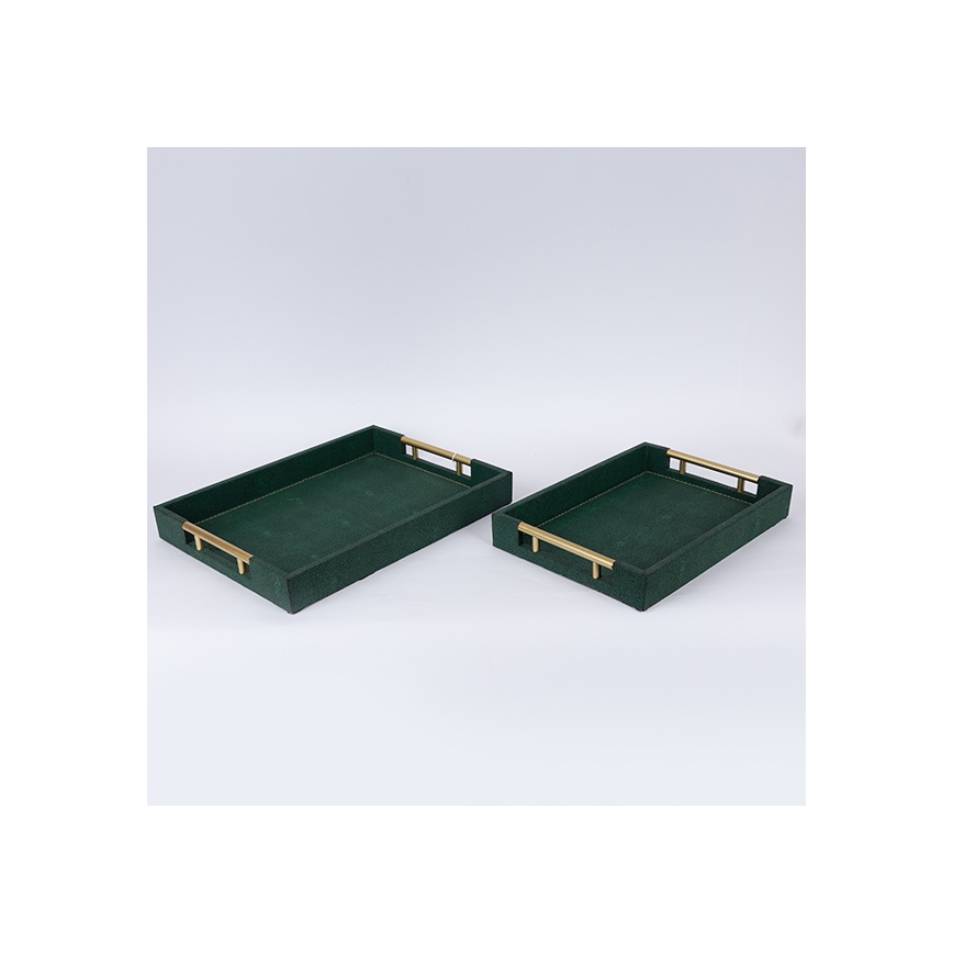 KOMPLEKTAS 2x Dekoratyvinis padėklas 40x30/34x24 cm žalia