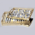 KOMPLEKTAS 2x Dekoratyvinis padėklas 40x30/35x25 cm auksas