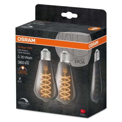 Komplektas 2x dimeriuojama LED filamentinė lemputė E27/4,8W/230V 2200K - Osram