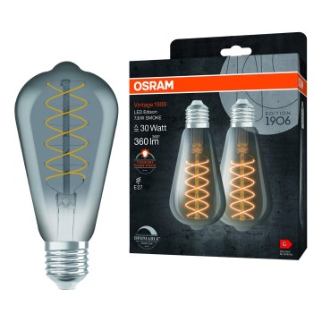 Komplektas 2x dimeriuojamos LED lemputės VINTAGE FILAMENT E27/7,8W/230V 1800K - Osram