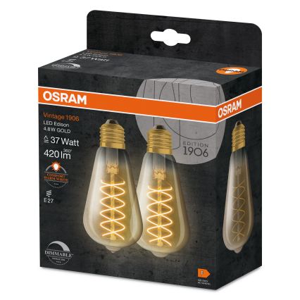 Komplektas 2x dimeriuojamos LED lemputės VINTAGE FILAMENT E27/7,8W/230V 1800K - Osram