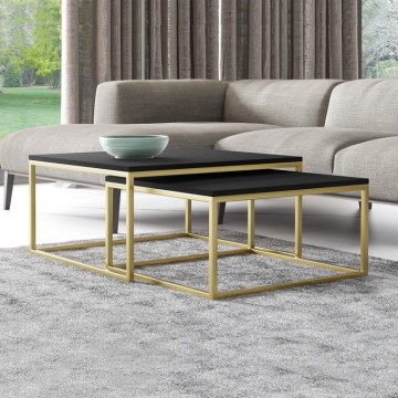 KOMPLEKTAS 2x Kavos stalelis DUAL juoda/auksas