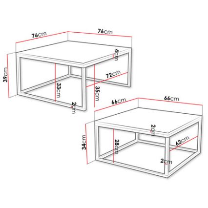 KOMPLEKTAS 2x Kavos stalelis DUAL juoda/auksas