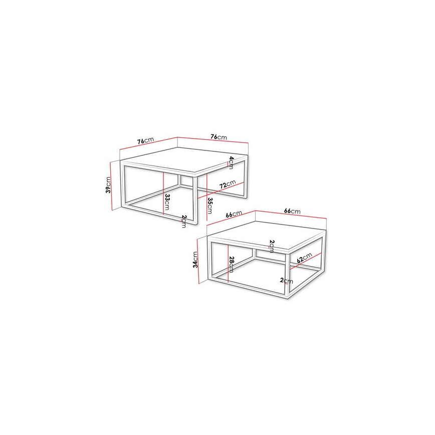 KOMPLEKTAS 2x Kavos stalelis DUAL juoda/auksas