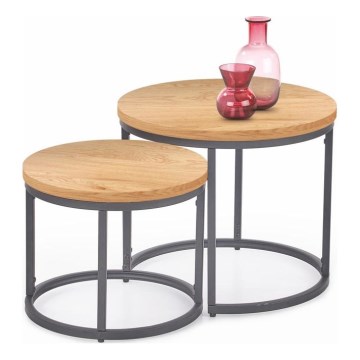 KOMPLEKTAS 2x Kavos stalelis OREO diametras 43/53 cm antracitas/auksinis ąžuolas