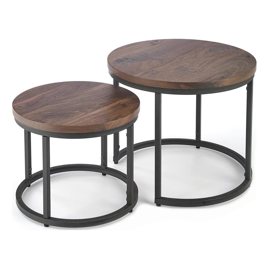 KOMPLEKTAS 2x Kavos stalelis OREO diametras 43/53 cm juoda/graikinis riešutas