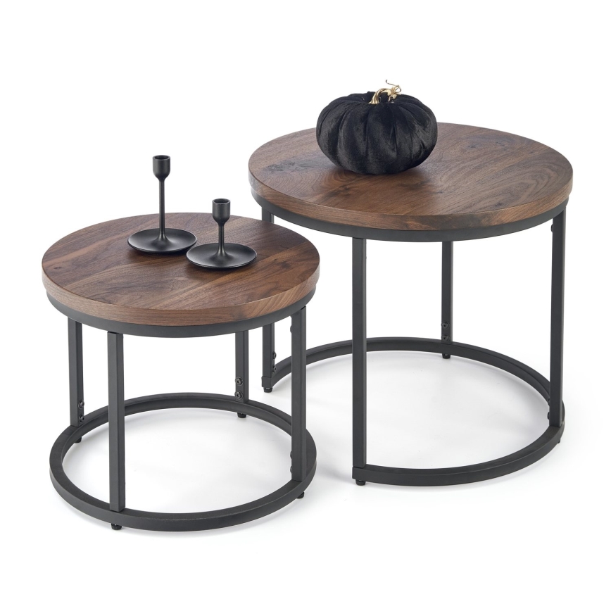 KOMPLEKTAS 2x Kavos stalelis OREO diametras 43/53 cm juoda/graikinis riešutas