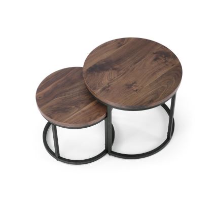 KOMPLEKTAS 2x Kavos stalelis OREO diametras 43/53 cm juoda/graikinis riešutas