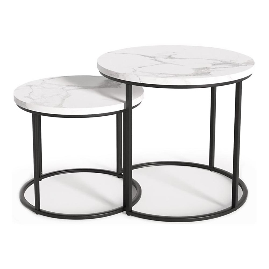 KOMPLEKTAS 2x Kavos stalelis OREO diametras 43/53 cm juoda/marmuro dekoras