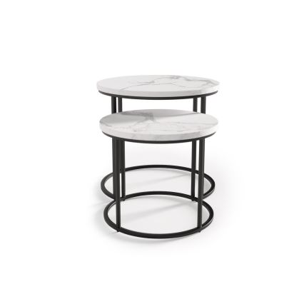 KOMPLEKTAS 2x Kavos stalelis OREO diametras 43/53 cm juoda/marmuro dekoras