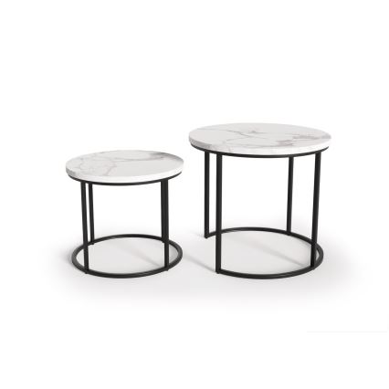 KOMPLEKTAS 2x Kavos stalelis OREO diametras 43/53 cm juoda/marmuro dekoras