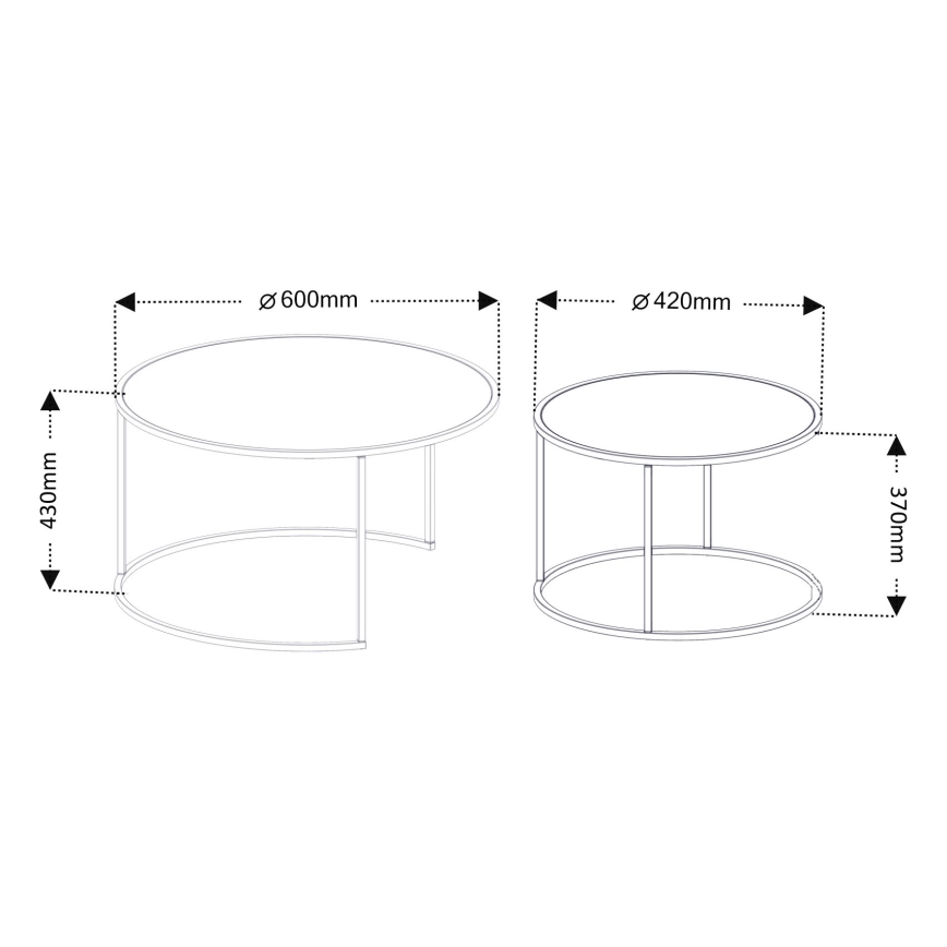 KOMPLEKTAS 2x Kavos stalelis TOKYO diametras 42/60 cm juodas