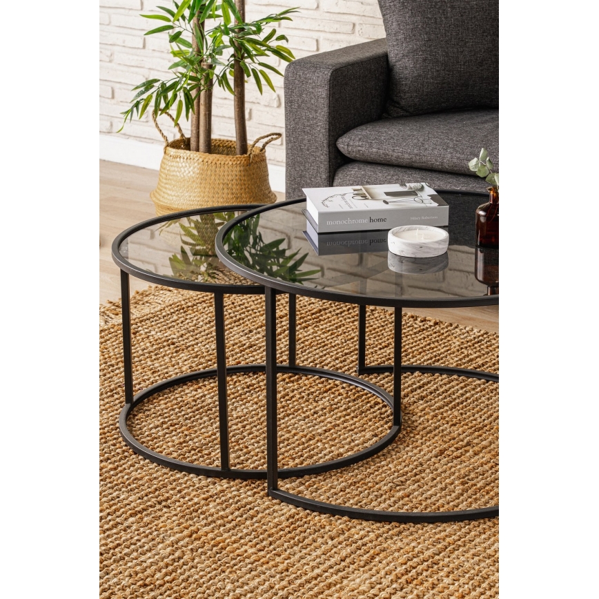 KOMPLEKTAS 2x Kavos stalelis TOKYO diametras 60/80 cm juoda