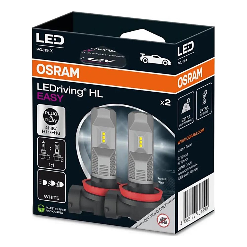 KOMPLEKTAS 2x LED Automobilio lemputė H8/H11/H16 PGJ19-X/8,2W/12V 6000K - Osram