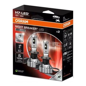 KOMPLEKTAS 2x LED Automobilio lemputė NIGHT BREAKER H7 PX26d/16W/12V 6000K - Osram