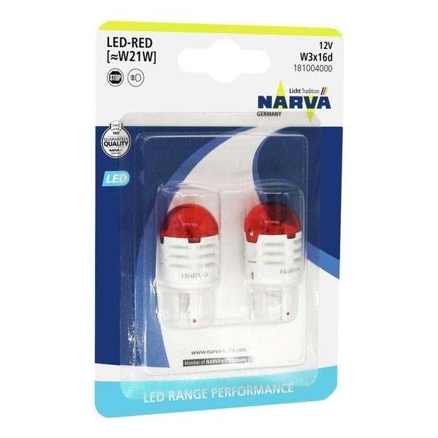KOMPLEKTAS 2x LED Automobilio lemputė W21W W3x16d/1,75W/12V raudona - Narva 18100RPNVAB2