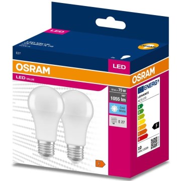 KOMPLEKTAS 2x LED elektros lemputė A60 E27/10W/230V 4000K - Osram