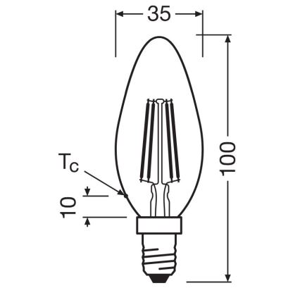 KOMPLEKTAS 2x LED elektros lemputė FILAMENT B35 E14/4W/230V 4000K - Osram
