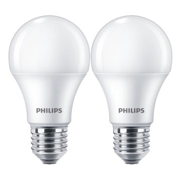 KOMPLEKTAS 2x LED elektros lemputė Philips A60 E27/10W/230V 4000K