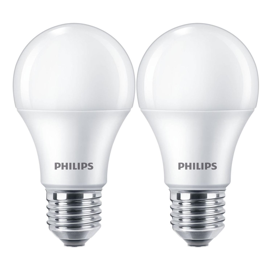 KOMPLEKTAS 2x LED elektros lemputė Philips A60 E27/10W/230V 4000K