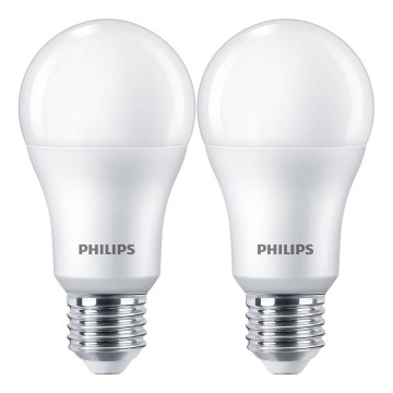 KOMPLEKTAS 2x LED elektros lemputė Philips A67 E27/13W/230V 4000K