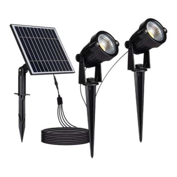 KOMPLEKTAS 2x LED Lauko saulės lempa 2xLED/1,2W/3,7V IP65 3000K 4000 mAh
