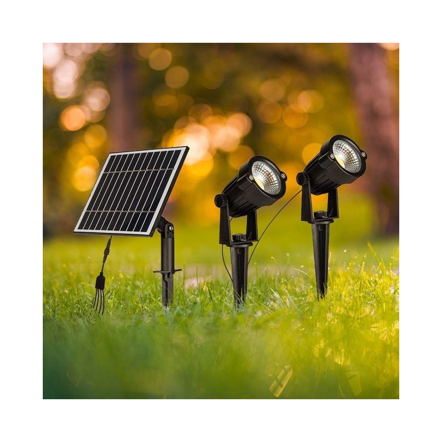 KOMPLEKTAS 2x LED Lauko saulės lempa 2xLED/1,2W/3,7V IP65 3000K 4000 mAh