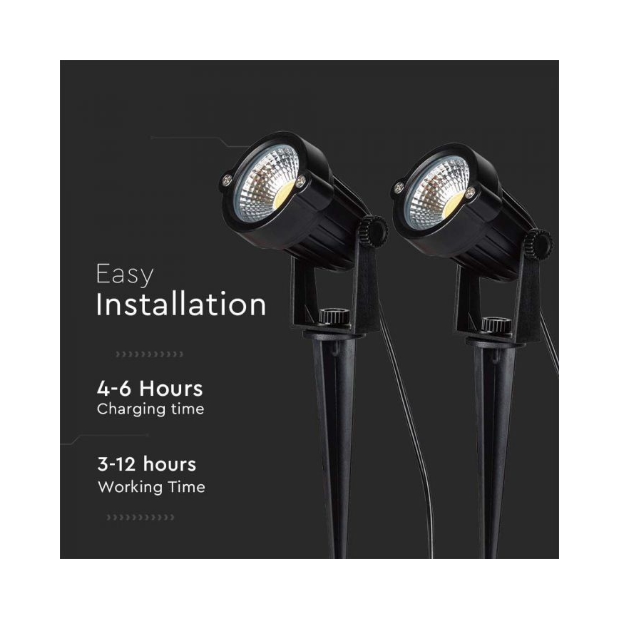 KOMPLEKTAS 2x LED Lauko saulės lempa 2xLED/1,2W/3,7V IP65 3000K 4000 mAh