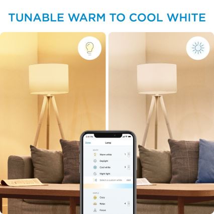 KOMPLEKTAS 2x LED pritemdoma elektros lemputė C37 E14/4,9W/230V 2700-6500K CRI 90 Wi-Fi - WiZ