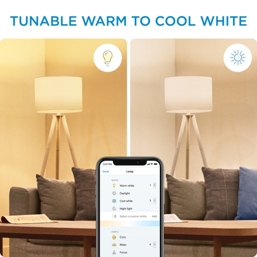 KOMPLEKTAS 2x LED pritemdoma elektros lemputė C37 E14/4,9W/230V 2700-6500K CRI 90 Wi-Fi - WiZ