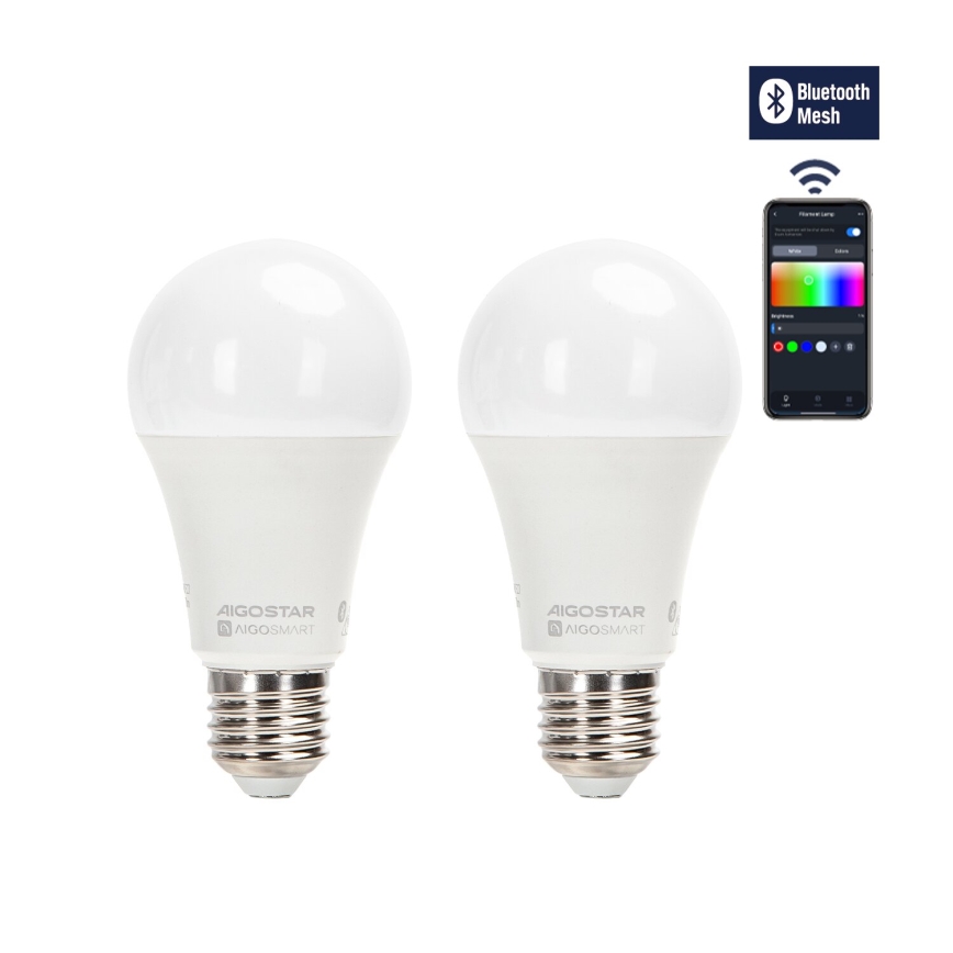 KOMPLEKTAS 2x LED RGBW Reguliuojama lemputė MESH Išmanus G45 E14/4,5W/230V 2700-6500K + nuotolinio valdymo pultas - Aigostar