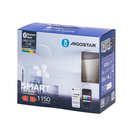 KOMPLEKTAS 2x LED RGBW Reguliuojama lemputė MESH Išmanus G45 E14/4,5W/230V 2700-6500K + nuotolinio valdymo pultas - Aigostar