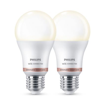 KOMPLEKTAS 2x LED pritemdoma elektros lemputė Philips A60 E27/8W/230V Wi-Fi