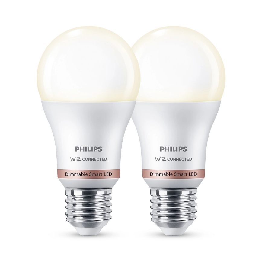 KOMPLEKTAS 2x LED pritemdoma elektros lemputė Philips A60 E27/8W/230V Wi-Fi