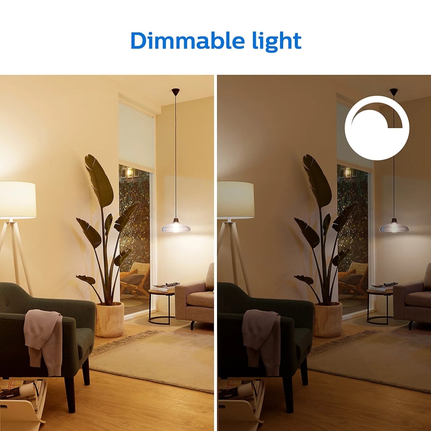 KOMPLEKTAS 2x LED pritemdoma elektros lemputė Philips A60 E27/8W/230V Wi-Fi