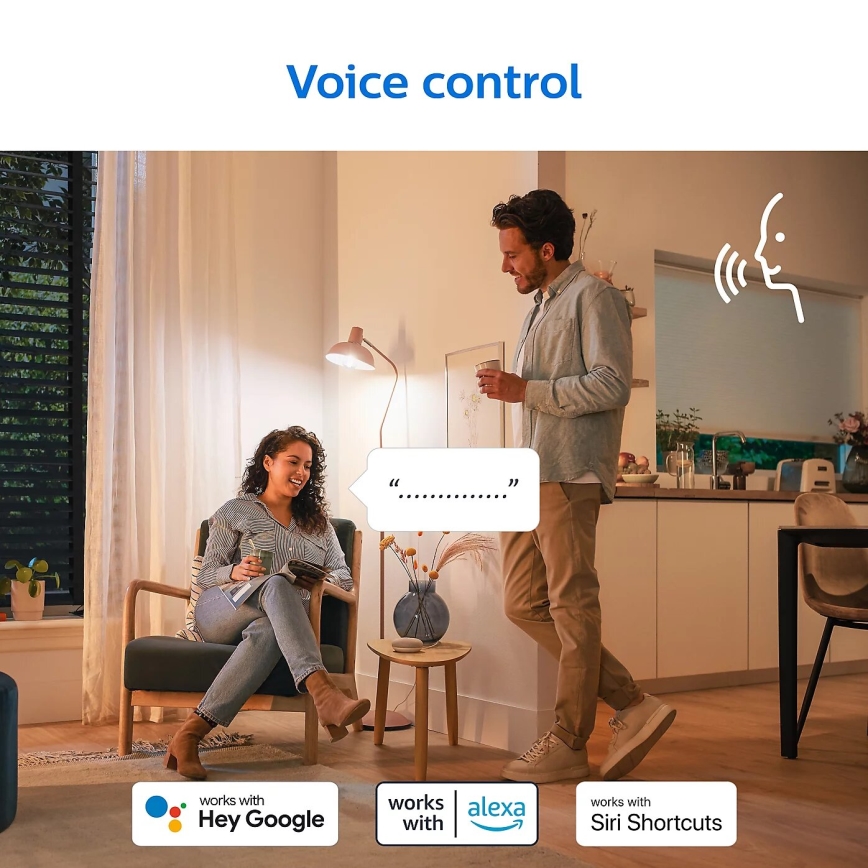 KOMPLEKTAS 2x LED pritemdoma elektros lemputė Philips A60 E27/8W/230V Wi-Fi