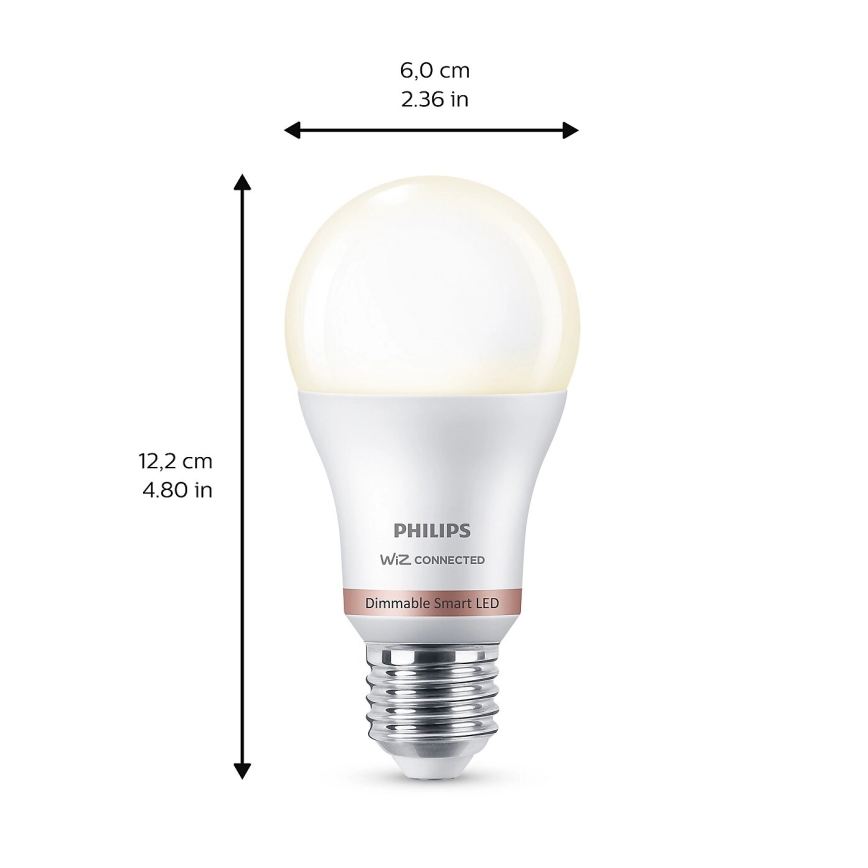 KOMPLEKTAS 2x LED pritemdoma elektros lemputė Philips A60 E27/8W/230V Wi-Fi