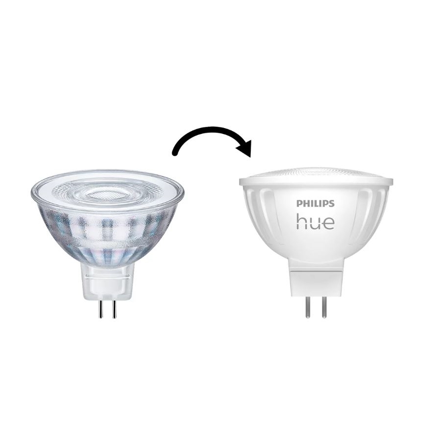 KOMPLEKTAS 2x LED pritemdoma elektros lemputė Philips Hue White Ambiance GU5,3/MR16/5,1W/12V 2200-6500K