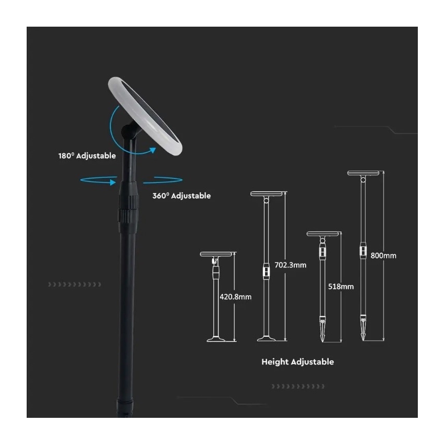 KOMPLEKTAS 2x LED Reguliuojama saulės lempa GARDEN LED/3W/5V 42-80 cm 4000K IP65