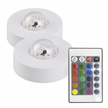 KOMPLEKTAS 2x LED RGB Pritemdomas dekoratyvinis šviestuvas FESTA 3xAAA/4,5V + nuotolinio valdymo pultas