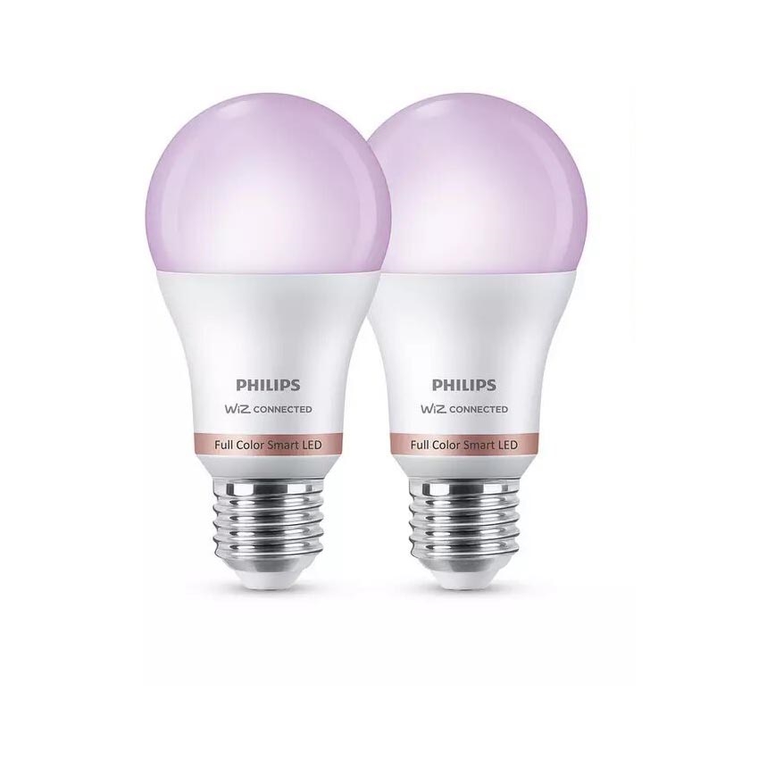 KOMPLEKTAS 2x LED RGB pritemdoma elektros lemputė Philips A60 E27/8W/230V Wi-Fi