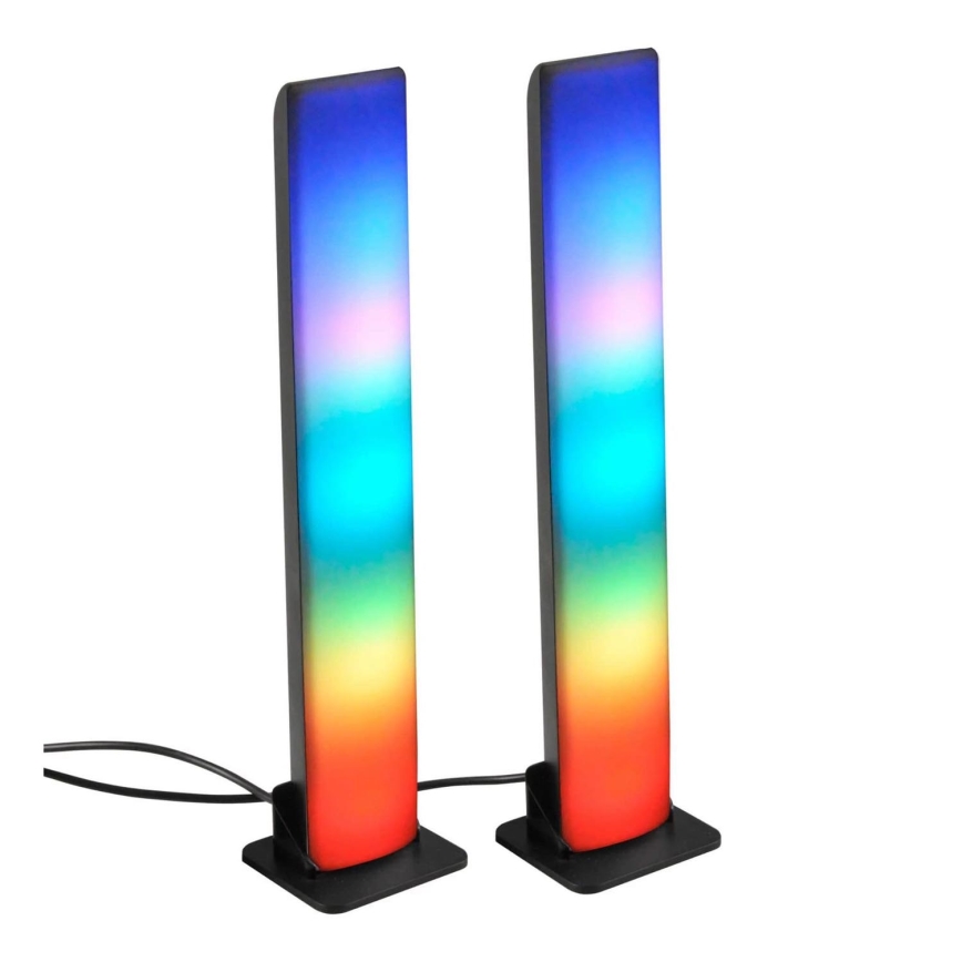 KOMPLEKTAS 2x LED RGB Pritemdomas stalinis šviestuvas GAMER LED/5W/5V + nuotolinio valdymo pultas