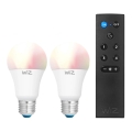 Komplektas 2x LED RGBW dimeriuojama lemputė A60 E27/9W/230V 2200-6500K Wi-Fi + nuotolinio valdymo pultas - WiZ