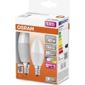 KOMPLEKTAS 2x LED RGBW Reguliuojama lemputė B38 E14/4,9W/230V 2700K + nuotolinio valdymo pultas - Osram