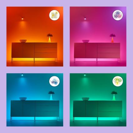 KOMPLEKTAS 2x LED RGBW Reguliuojama lemputė C37 E14/4,9W/230V 2200-6500K Wi-Fi - WiZ