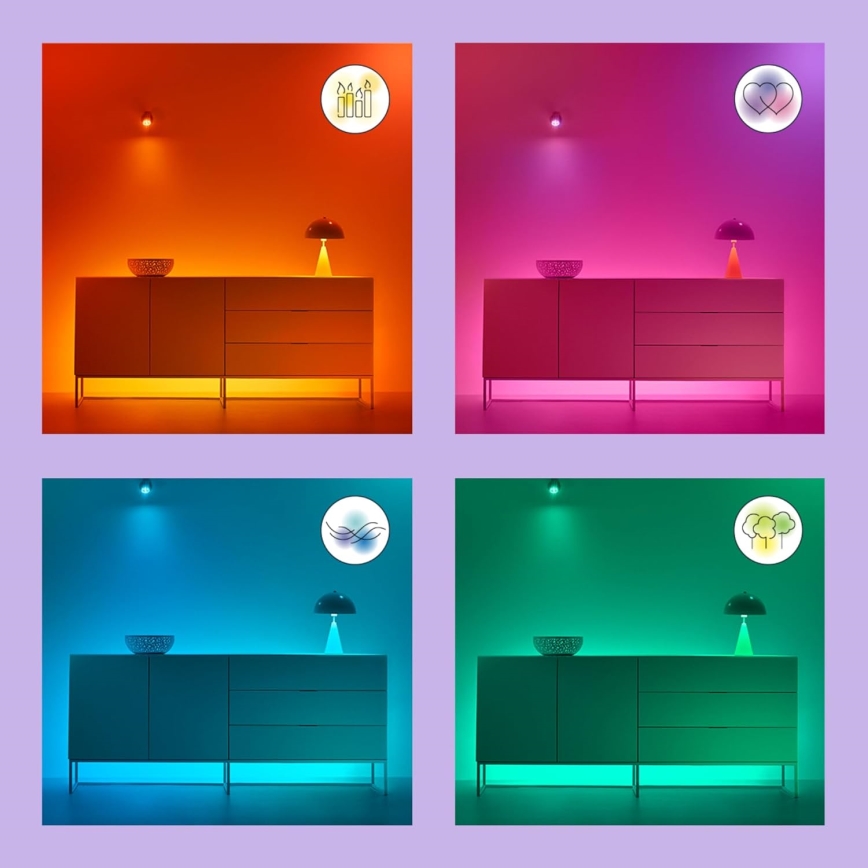 KOMPLEKTAS 2x LED RGBW Reguliuojama lemputė C37 E14/4,9W/230V 2200-6500K Wi-Fi - WiZ