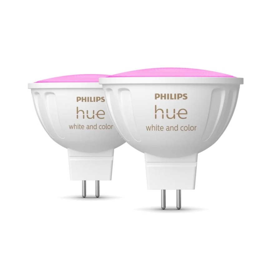 KOMPLEKTAS 2x LED RGBW Reguliuojama lemputė Philips Hue White And Color Ambiance GU5,3/MR16/6,3W/12V 2000-6500K
