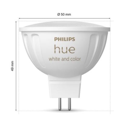 KOMPLEKTAS 2x LED RGBW Reguliuojama lemputė Philips Hue White And Color Ambiance GU5,3/MR16/6,3W/12V 2000-6500K